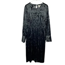 On 34th Black Long Sleeve Velvet Midi Dress XL Whimsigoth Witchy Holiday Formal