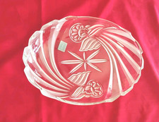 Gorham Angels of Peace Crystal Etched 16.5" x 11.25" Large Oval Christmas Dish