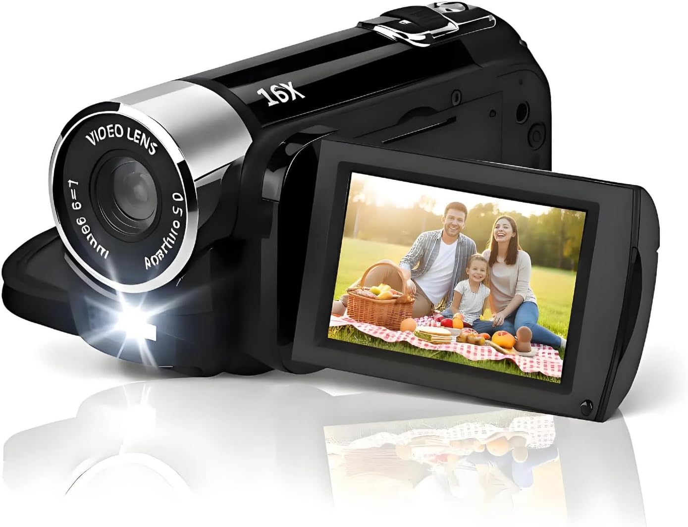 Akozon Handheld Video Camcorder, 1080P 16MP Dv Camera 2.7In TFT Rotatable Screen