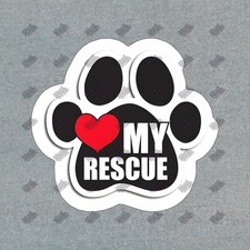 I Love My Rescue Dog Vinyl Sticker Paw Print Decal Pet Lover Gift Dog 100327