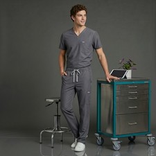 Nursing Medical Scrub Set V-Neck Top Straight Pants Hospital Flowing Comfortable