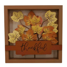 THANKFUL Wooden Sign Fall Decor Autumn Theme Warm Inviting Charm Farmhouse NWT