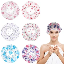 6 Pcs Shower Caps for Women Reusable Waterproof, Disposable Shower Cap for Women