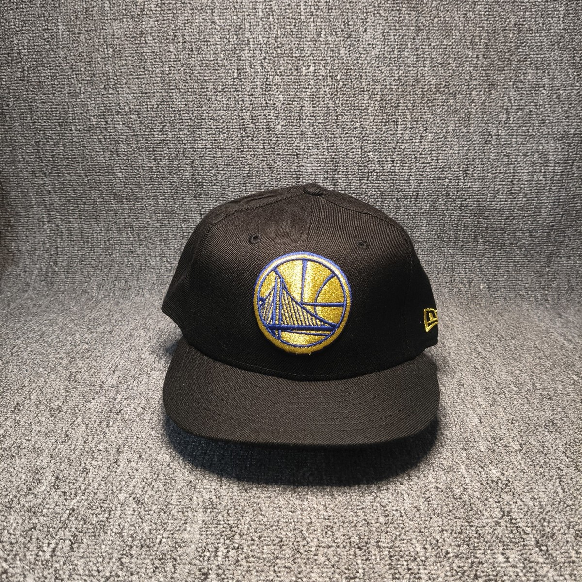 New Era NBA Golden State Warriors Snapback Hat Black Flat Brim Cap