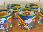 Vintage set of 7 Schultz Anchor Hocking Peanuts glasses Snoopy Woodstock rainbow — photo 4