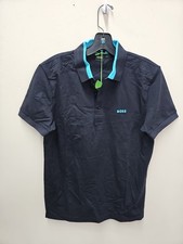 Hugo Boss Paule Polo Shirt Men  s Black Blue Performance Slim Size Small