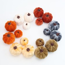 18Pcs Velvet Mini Faux Pumpkins Fall Decor Halloween Thanksgiving Table