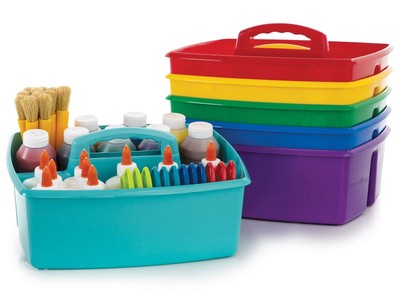 2-Compartment Large Craft Caddy   Multipurpose Classroom Organizer with Handl...