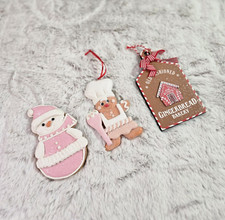 Set Of 3 Pastel Gingerbread Candy Cookie Baking Theme Christmas Ornaments