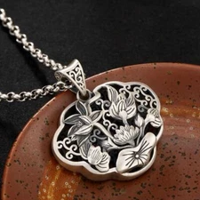To Create A Retro Lotus Wishful Long Necklace Pendant Charm Lady Brand Silver