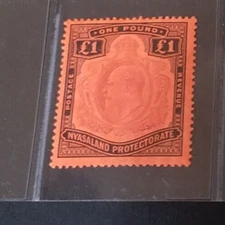 NYASALAND 1908 KE VII £1 SG 82 Sc 10 rare MLH