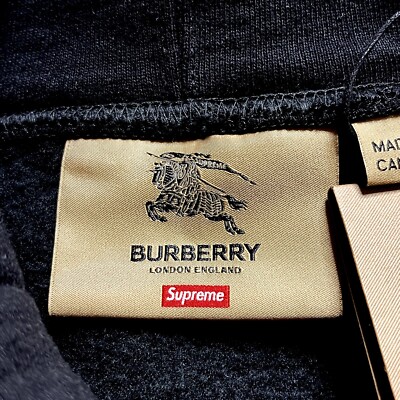 Supreme Burberry Black Box Logo Hoodie Sweatshirt Size L Supreme Burberry Black Box Logo Hoodie Sweatshirt Size L