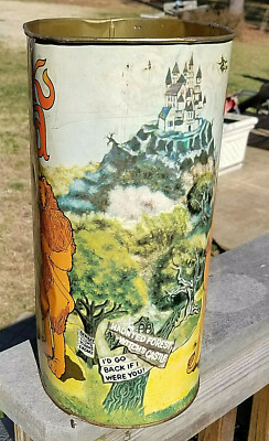 Vintage Metal WIZARD OF OZ TRASH CAN CHEINCO 13