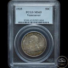 1925 Vancouver Silver Commemorative Half Dollar PCGS MS65 Naturally Toned+++