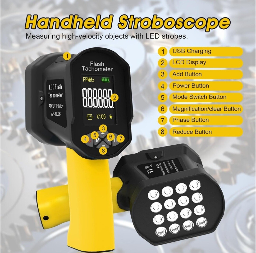 DT2239B LCD Digitale Stroboscoop, Handheld Flash Toerenteller Flash Toerenteller Handheld Flash Toerenteller Contactloze Stroboscoop Toerenteller 60-19.999RPM DT2239B LCD Digitale Stroboscoop, Handheld Flash Toerenteller Flash Toerenteller Handheld Flash Toerenteller Contactloze Stroboscoop Toerenteller 60-19.999RPM