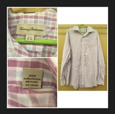 Tommy Bahama Men  s L/S Casual Shirt Purple Plaid Windowpane Cotton 16.5 34-35