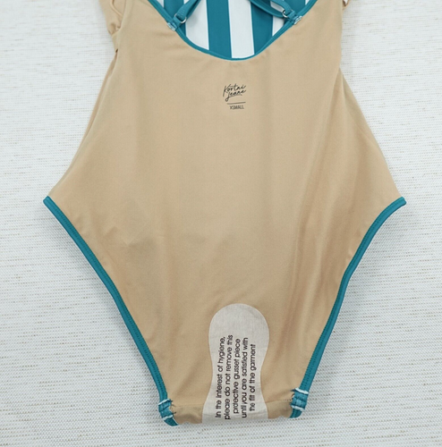 Kortni Jeane Swimsuit One Piece XS Green Striped Beach Retro Strappy Back - Picture 7 of 18