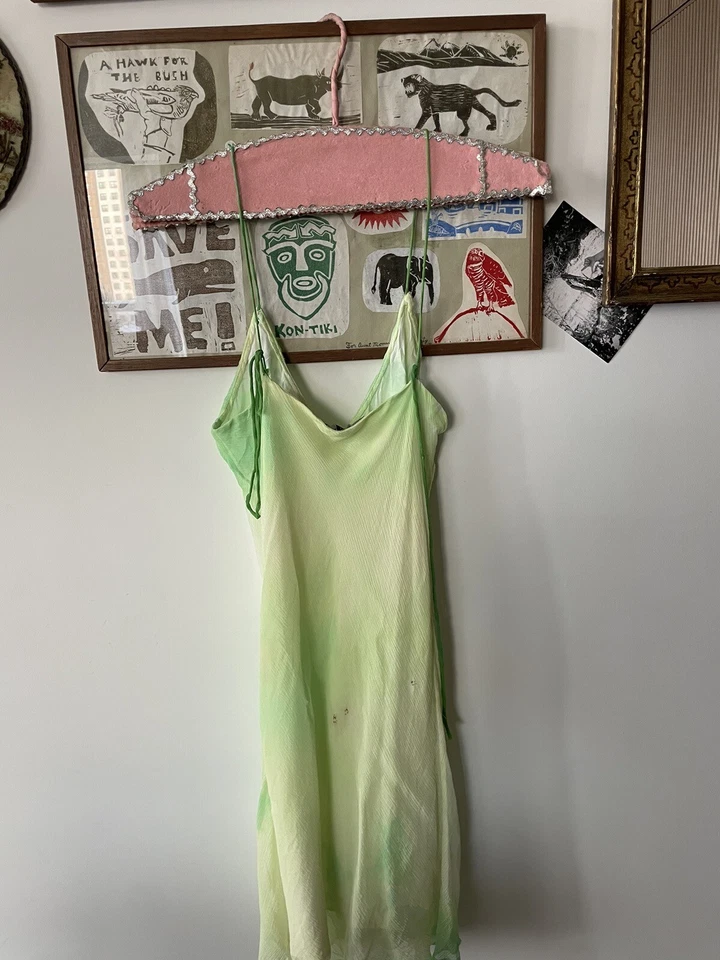 Dana Foley Hand Dyed Green Silk Mini Dress FLAWED - Image 4 of 4