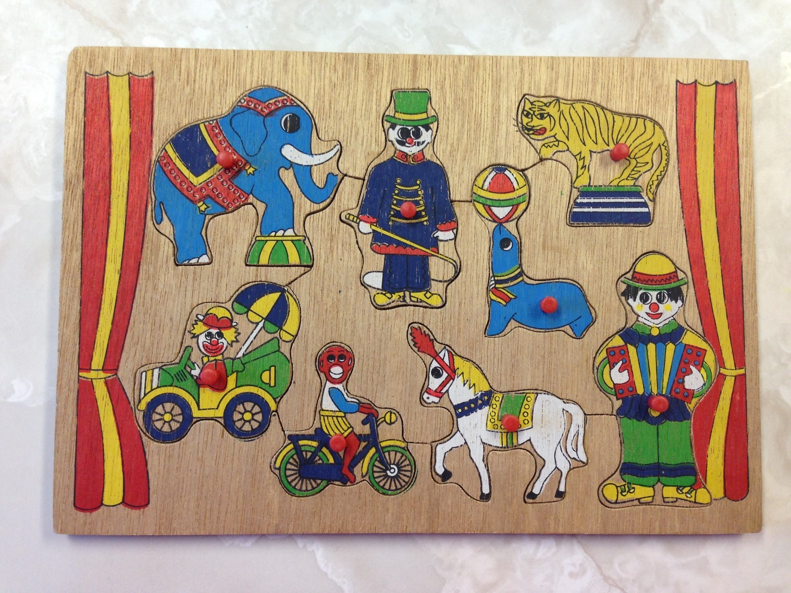 Vintage Wooden Circus Tray Puzzle Made In Taiwan eBay