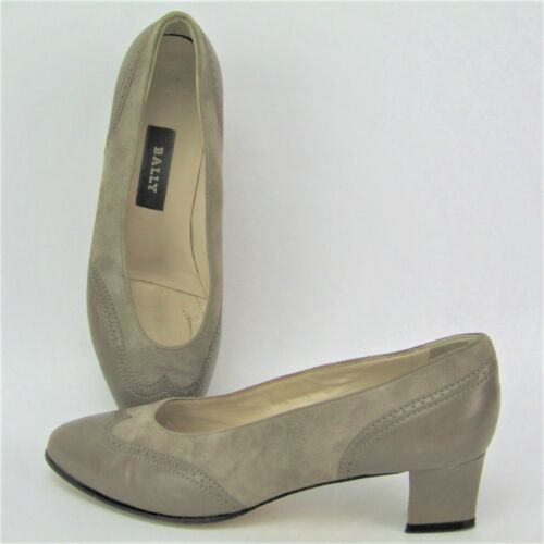 Bally Wingtip 7 C Gray Classic Heel Pump Leather Two Toned