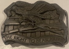 Vintage Right To Bear Arms 2nd Amendment 1994 Belt Buckle Made In USA