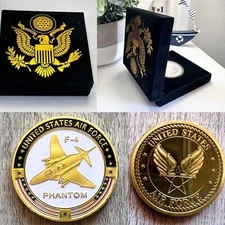 U S AIR FORCE F-4 PHANTOM Challenge Coin with special velvet case