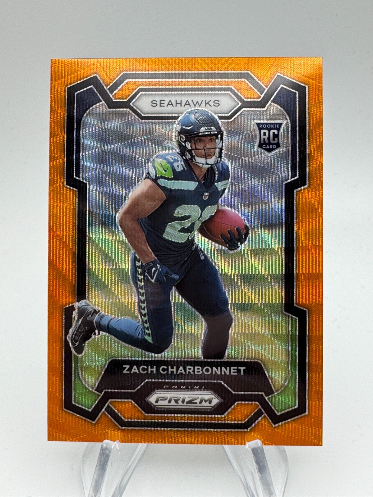 2023 Prizm Football ZACH CHARBONNET Orange Wave Rookie /60 #392 Seahawks