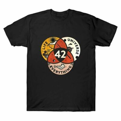42 The Answer To Life The Universe and Everything Vintage Men T-Shirt Black Navy