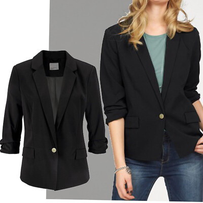 Marken Elegant BLAZER Gr.36/38 JACKE Business Büro Abend SCHWARZ Casual Stretch