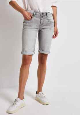 STREET ONE 378568 JANE Jeans Denim Bermuda Casual Fit modisch Slim Leg Short gra