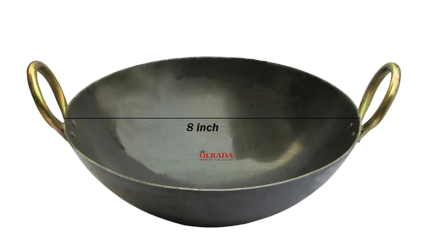 Iron Kadai / Wok Deep Bottom for cookware, Black (8inch)