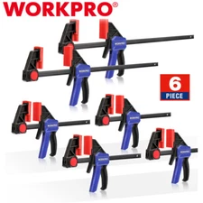WORKPRO 6" 12" Bar Clamp 6PC One-Handed Clamp/Spreader Light-Duty Wood Clamp Set