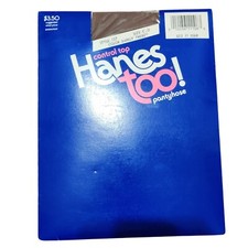 Vintage Hanes Too Control Top Pantyhose Barely There Sandalfoot 1980s Size C-D