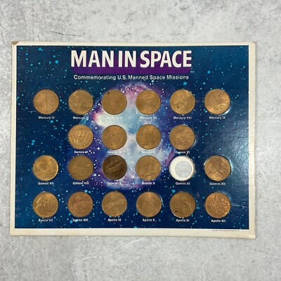 Vintage 1969 Bronze Man In Space Coin Collection US Manned 