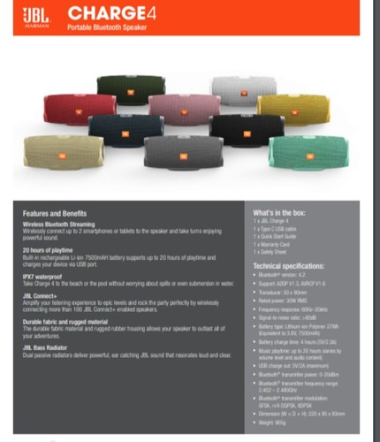 JBL Charge 4 Bluetooth Speaker - Black (JBLCHARGE4BLKAM) - Picture 4 of 4