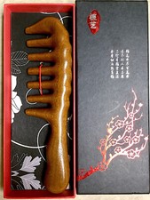 Green Sandalwood Wide Tooth Wood Massage Comb with gift box - NEW