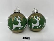 Lot Of 2 Vintage Piece Shiny Green Christmas Ornaments