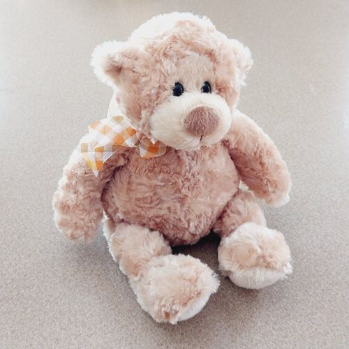 Gund Manni the Teddy Bear Stuffed Animal Plush 13" with Orange Plaid Bow SOFT