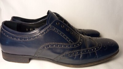 Prada Shoes Men EU 42 Oxford Vintage Classic Dark Blue Patent Leather 