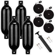 4pc 6.5x24in Marine Boat Fender Vinyl Bumper Dock Protection Ribbed Shore Bumper