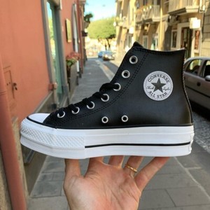 converse alte di pelle nere