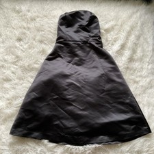 Bill Levkoff Black Satin Strapless Evening Gown