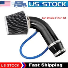 Car Cold Air Intake Filter 3'' Power Flow Hose Induction Pipe Kit Aluminum Black