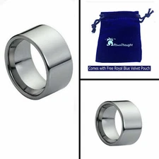 12mm Men Genuine Tungsten Carbide High Polished Pipe Cut Wedding Band Ring 