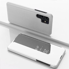 Mirror Flip Case For Samsung S26 S25 S24 S23 A17 A57 Leather Phone Stand Cover