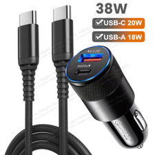 USB-C to USB-C Cable 38W QC3.0 PD Fast Charger Adapter For iPhone 15 16 Samsung