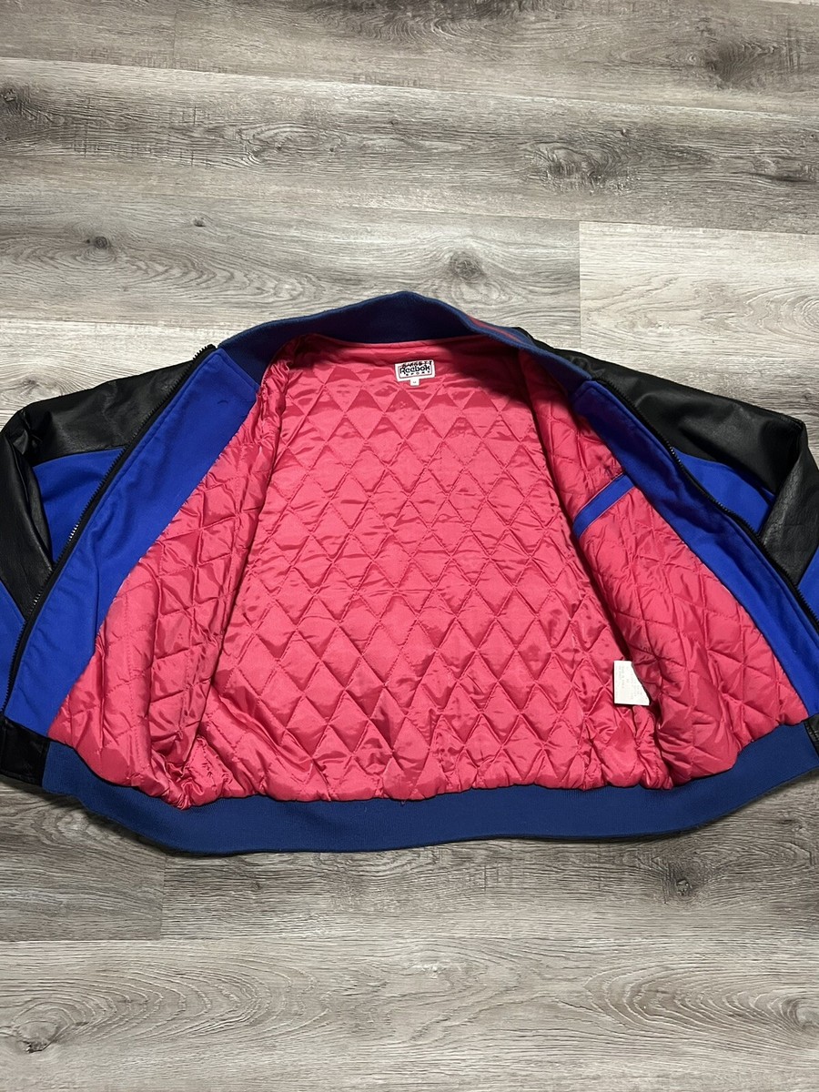 Vintage 80's Reebok Genuine Leather zipper Jacket Made in Korea M