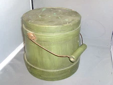Antique Firkin 19th c. American Federal Paint Decorated Wood Pantry Box Shaker