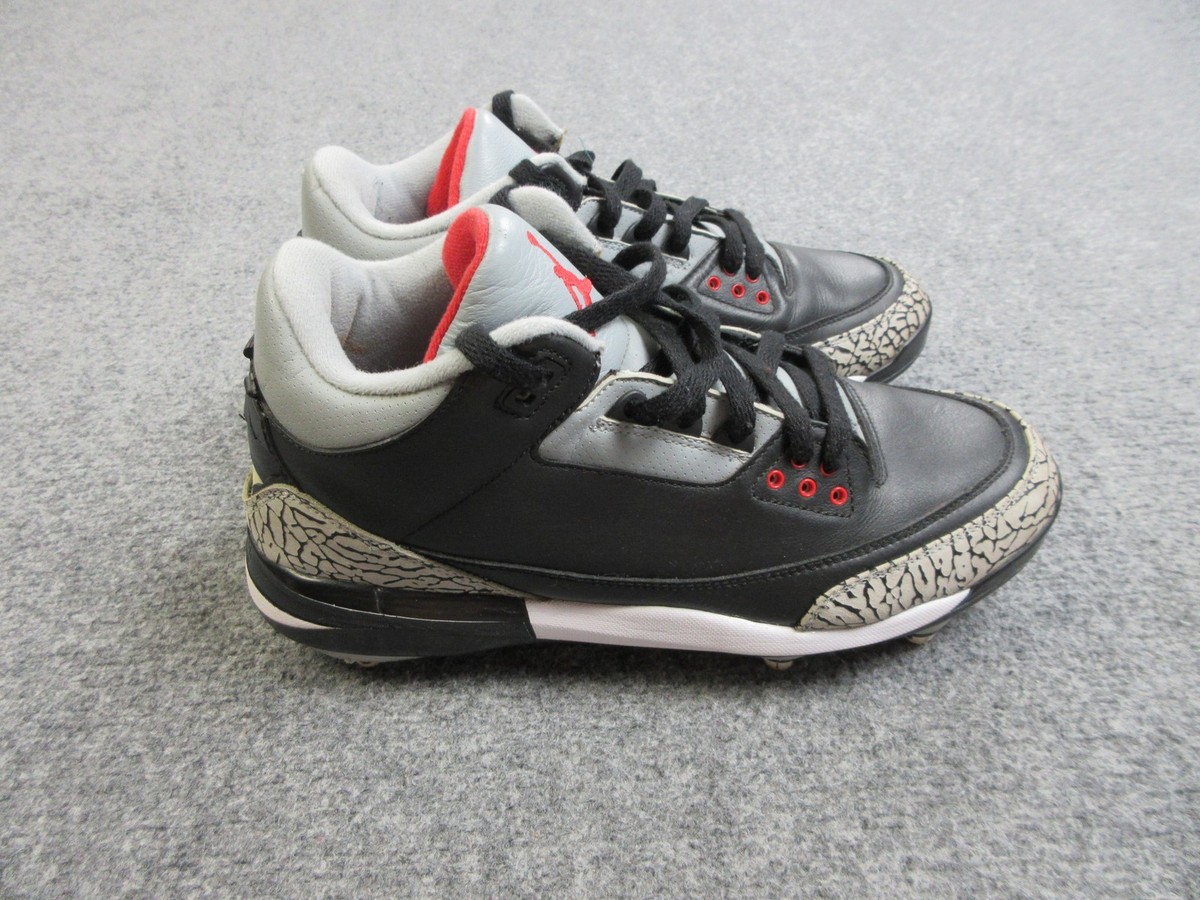 Nike Air Jordan 3 2008 Black Cement Retro OG Football Cleats 