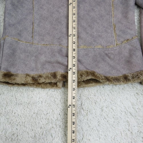 Cabelas Jacket Womens Medium Brown Faux Suede Sherpa Lined Fur Full Zip Winter - Picture 6 of 18
